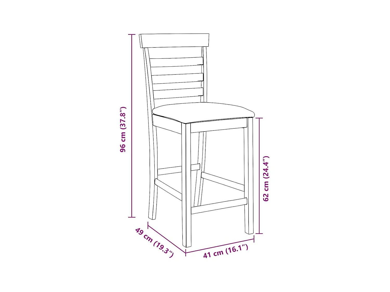 Tabourets de bar avec coussins 2 pcs blanc bois massif d'hévéa