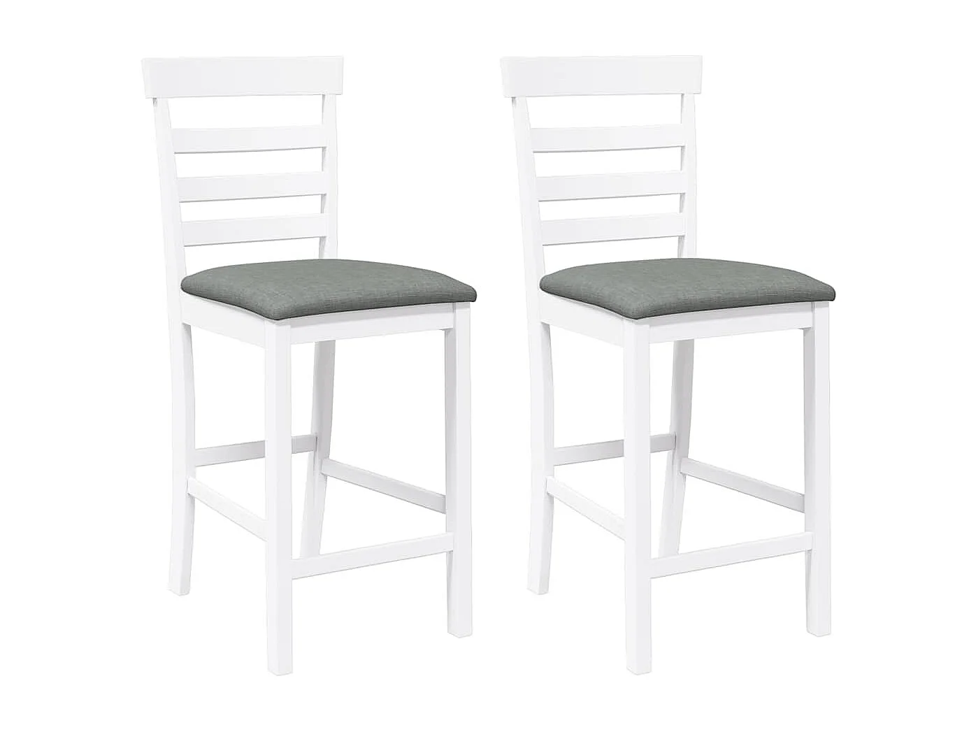 Tabourets de bar avec coussins 2 pcs blanc bois massif d'hévéa