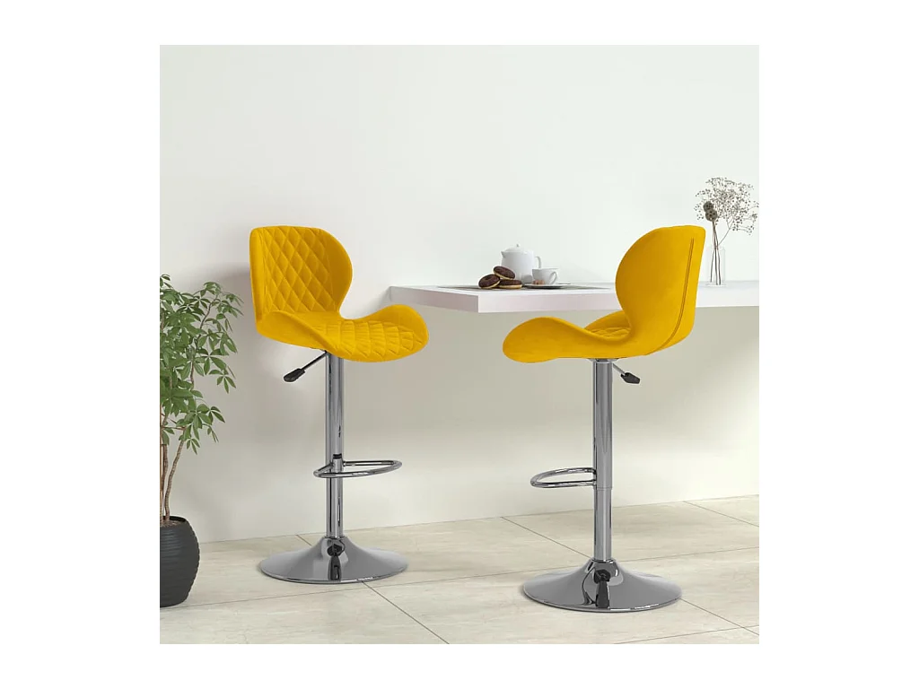 Tabourets de bar lot de 2 jaune moutarde velours
