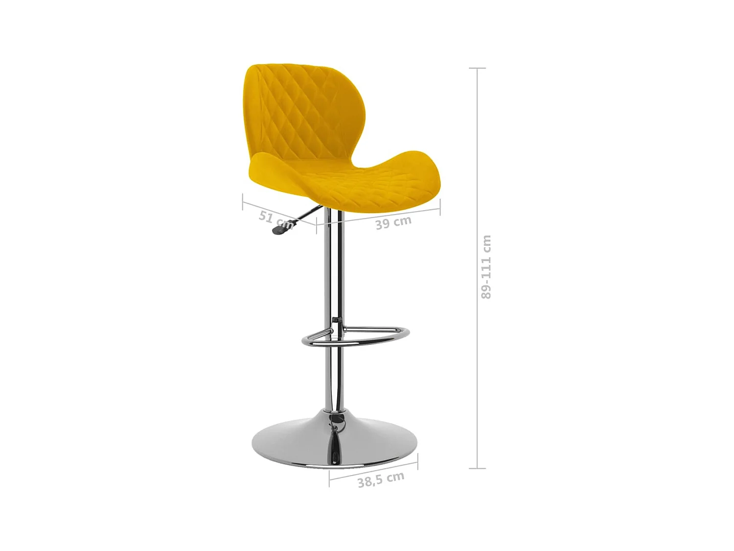 Tabourets de bar lot de 2 jaune moutarde velours