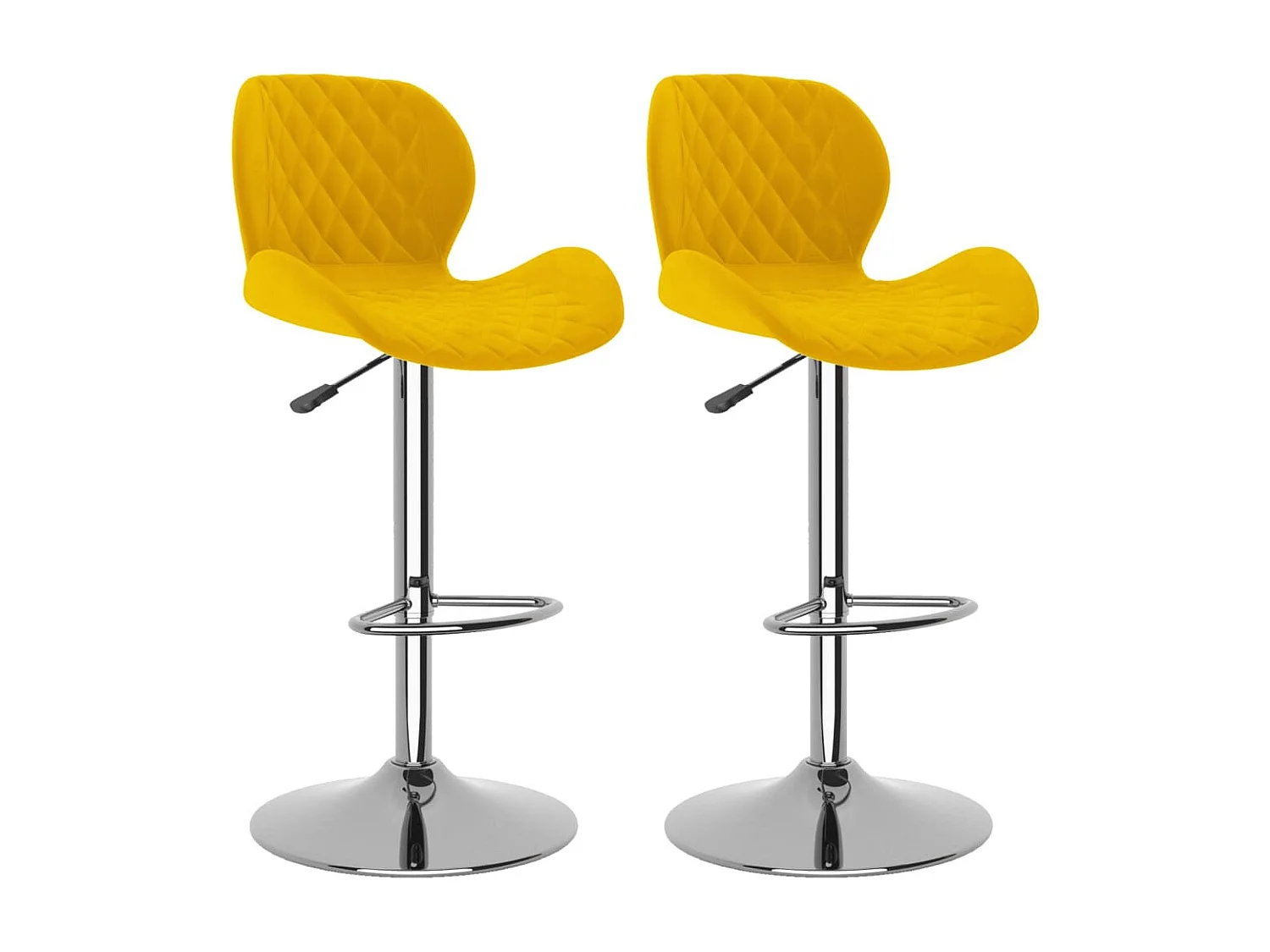 Tabourets de bar lot de 2 jaune moutarde velours