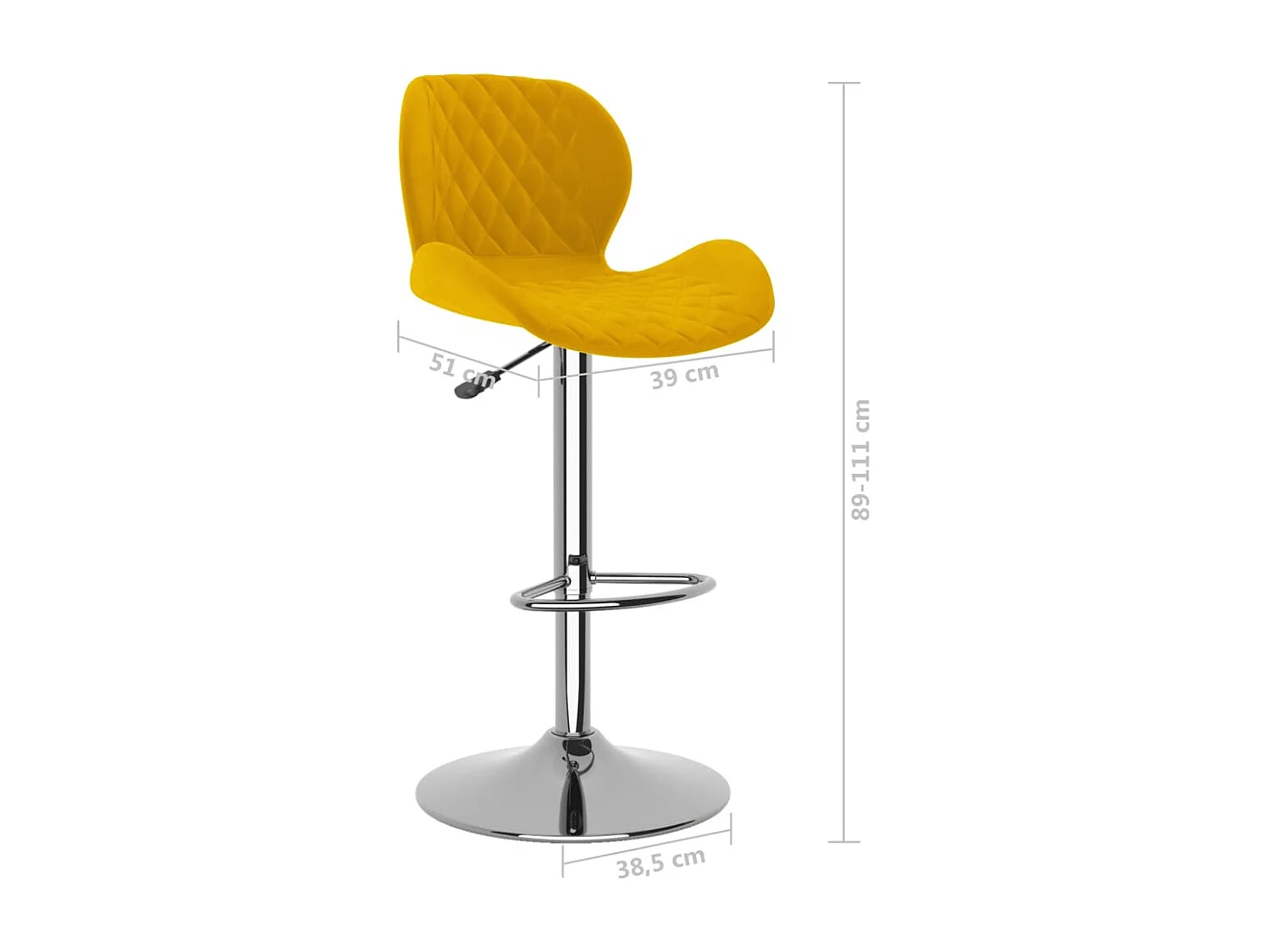 Tabourets de bar lot de 2 jaune moutarde velours