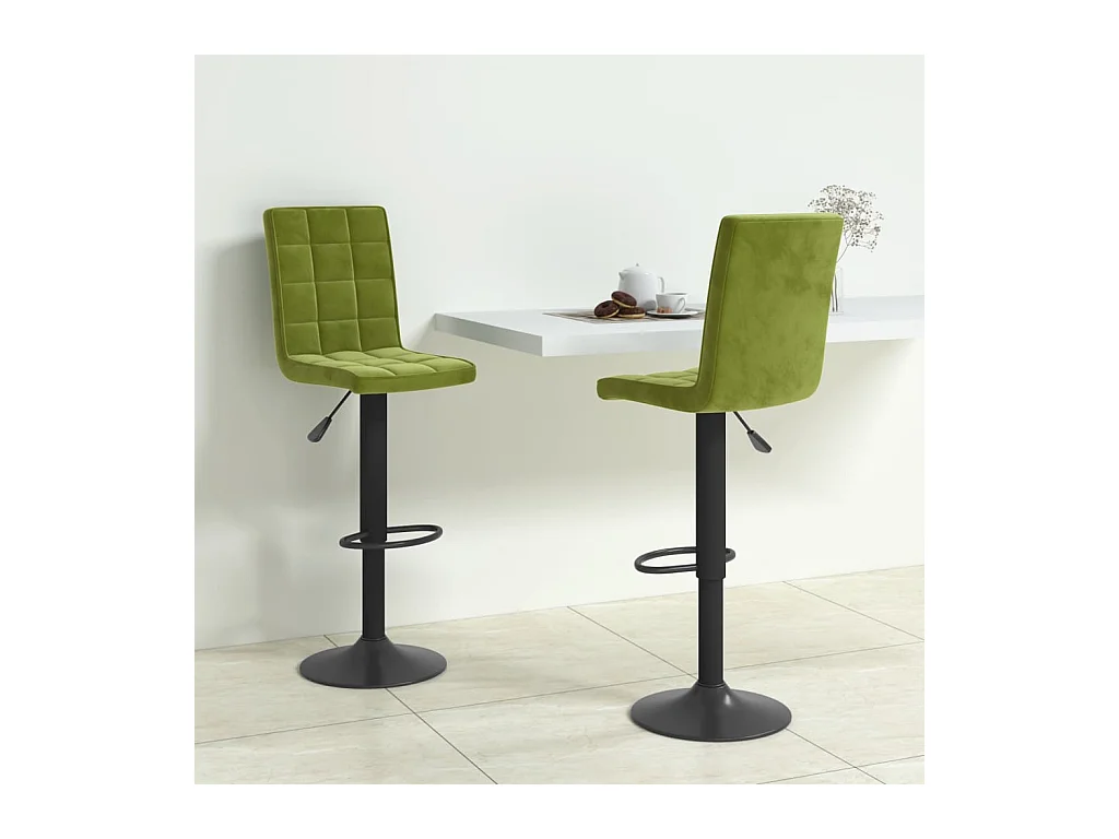 Tabourets de bar lot de 2 vert clair velours