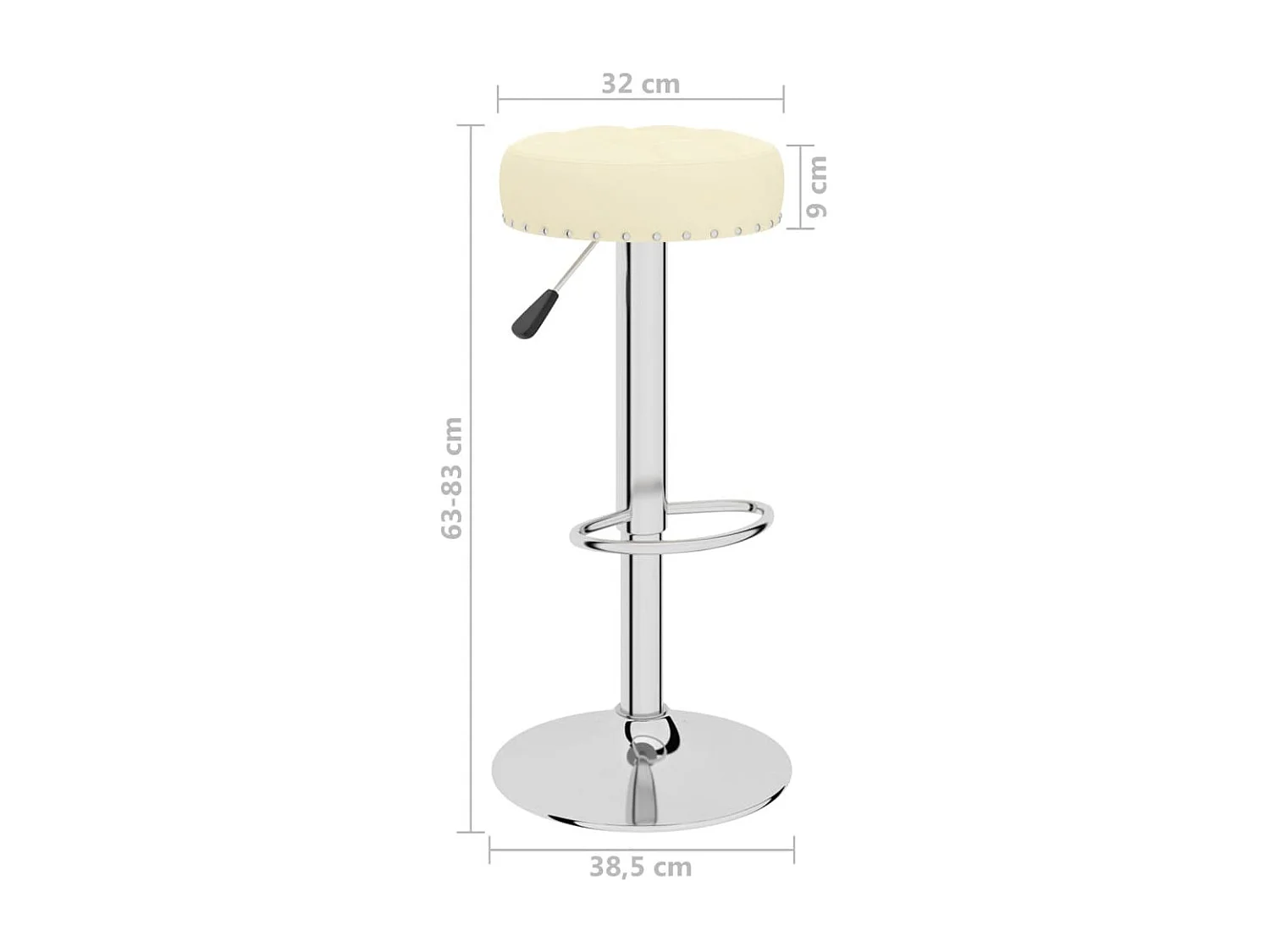 Tabourets de bar lot de 2 crème tissu