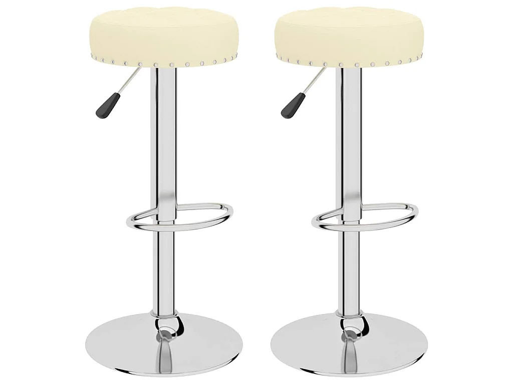 Tabourets de bar lot de 2 crème tissu