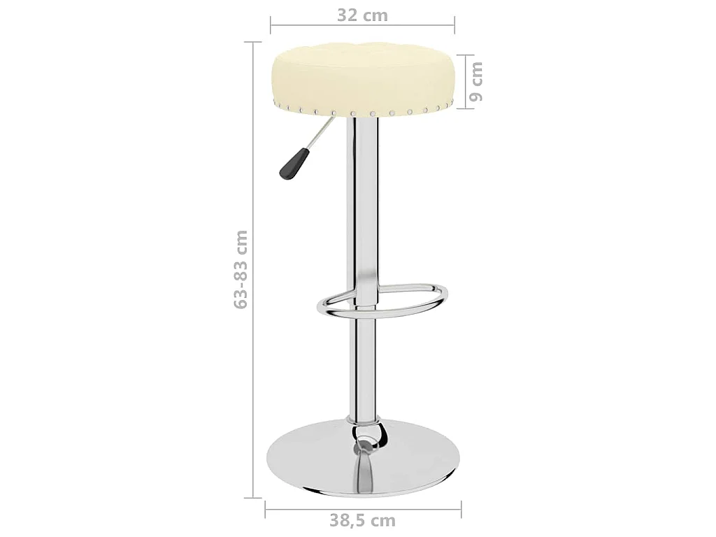 Tabourets de bar lot de 2 crème tissu