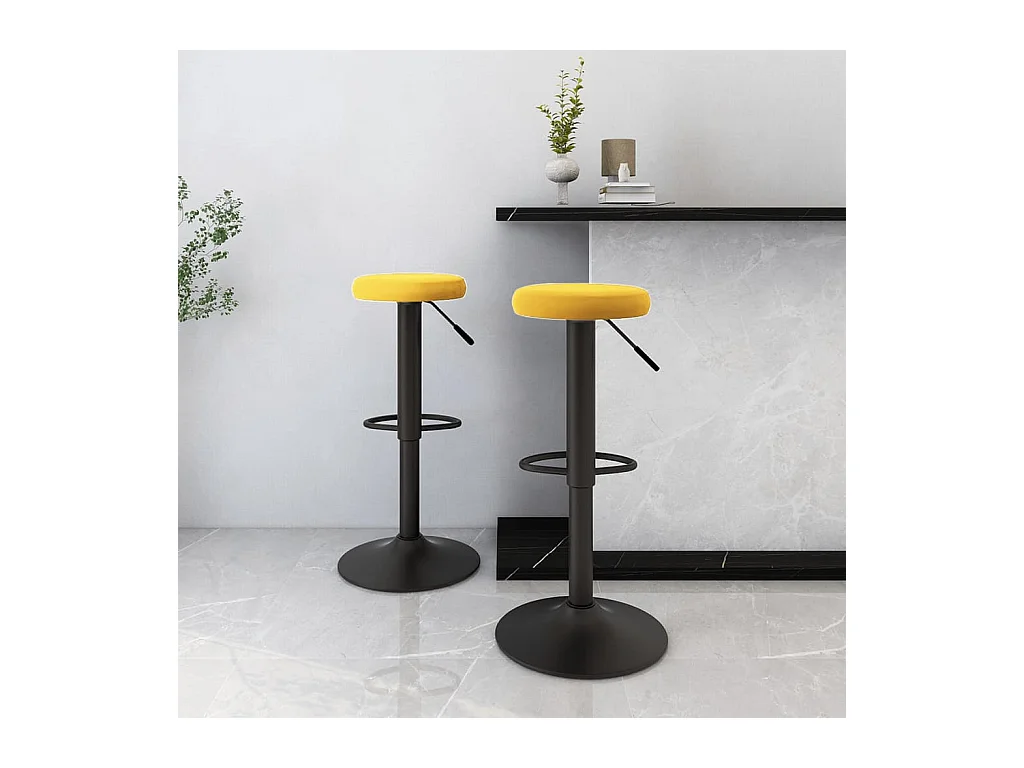 Tabourets de bar lot de 2 jaune moutarde velours