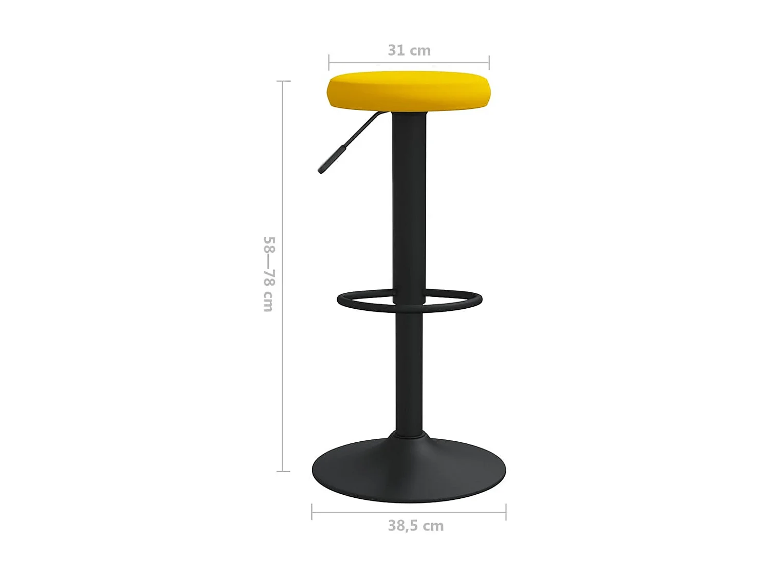 Tabourets de bar lot de 2 jaune moutarde velours