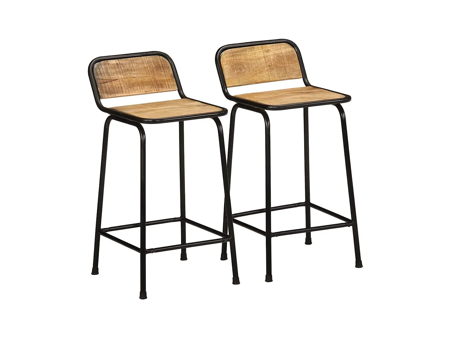 Tabourets de bar lot de 2 bois massif manguier brut