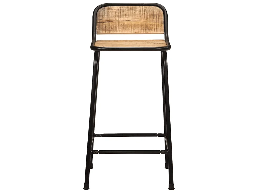 Tabourets de bar lot de 2 bois massif manguier brut