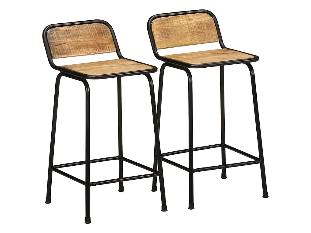 Bancos de bar 2 pcs Madeira Maciça de Mangueira Rústica