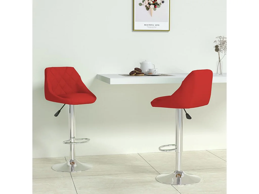 Tabourets de bar lot de 2 rouge bordeaux similicuir