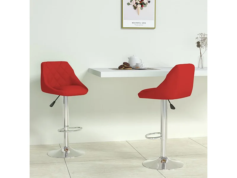 Tabourets de bar lot de 2 rouge bordeaux similicuir