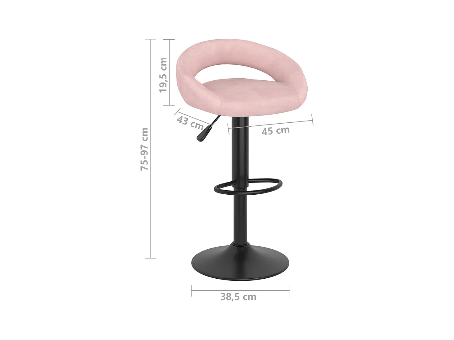 Tabourets de bar lot de 2 rose velours