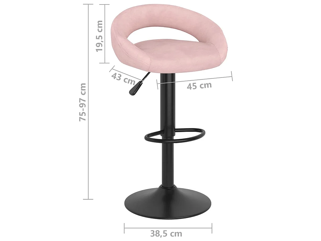 Tabourets de bar lot de 2 rose velours