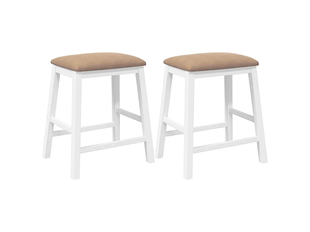 Barstoelen met kussens 2 st massief hout rubber wit