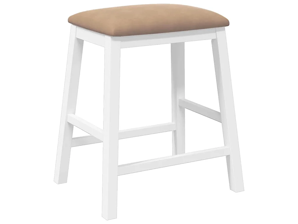 Barstoelen met kussens 2 st massief hout rubber wit