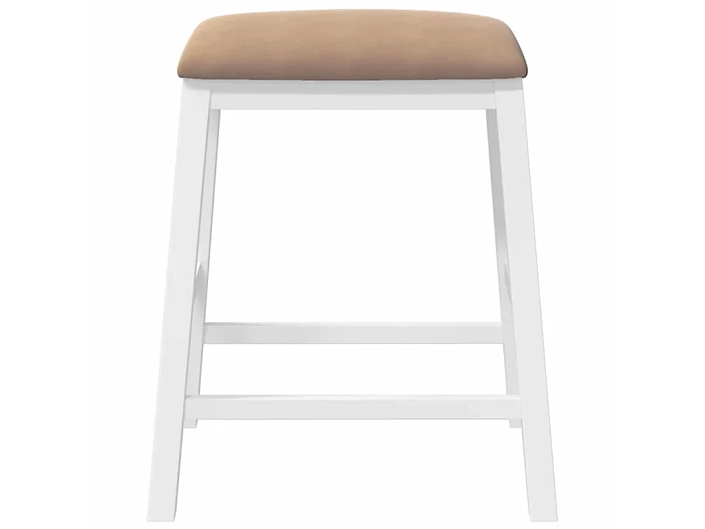 Barstoelen met kussens 2 st massief hout rubber wit