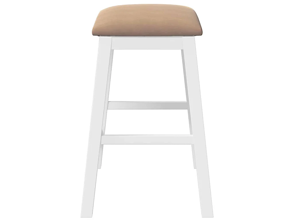 Barstoelen met kussens 2 st massief hout rubber wit
