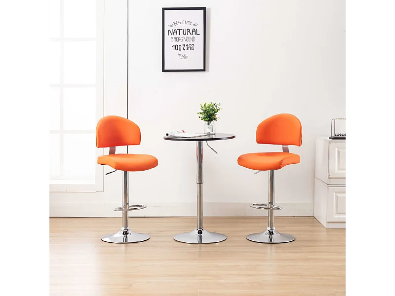 Barhocker 2 Stk. Orange Kunstleder