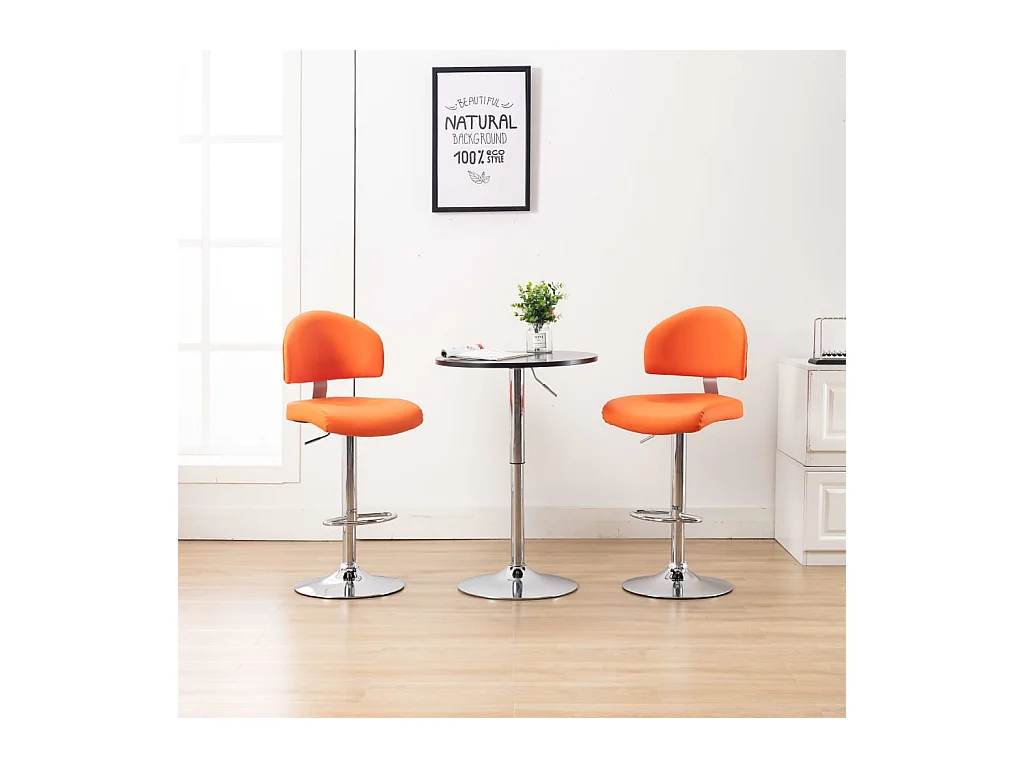 Tabourets de bar lot de 2 orange similicuir