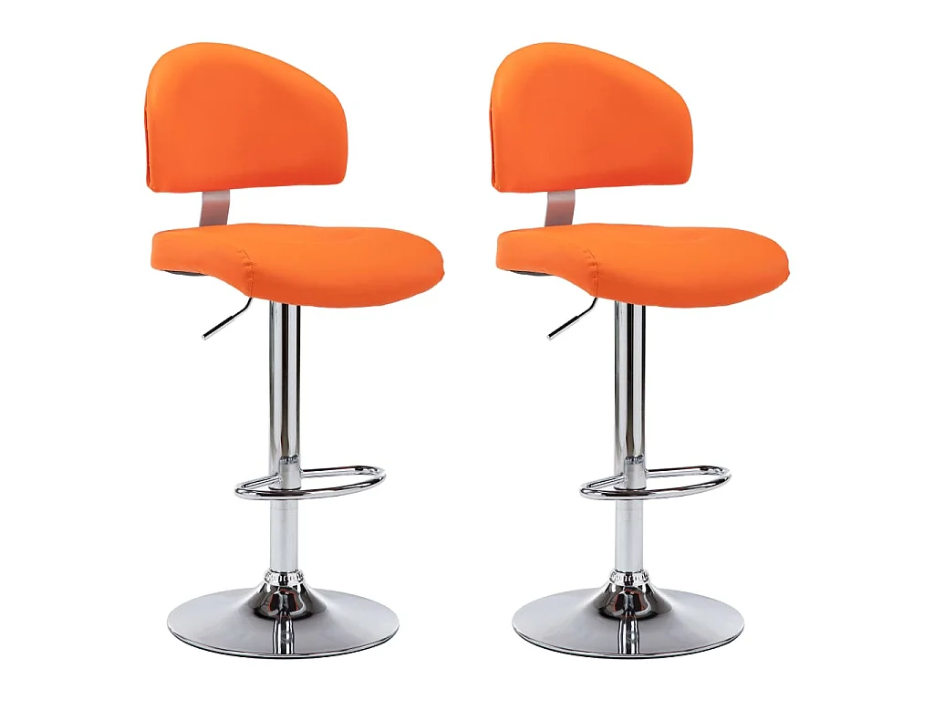 Tabourets de bar lot de 2 orange similicuir