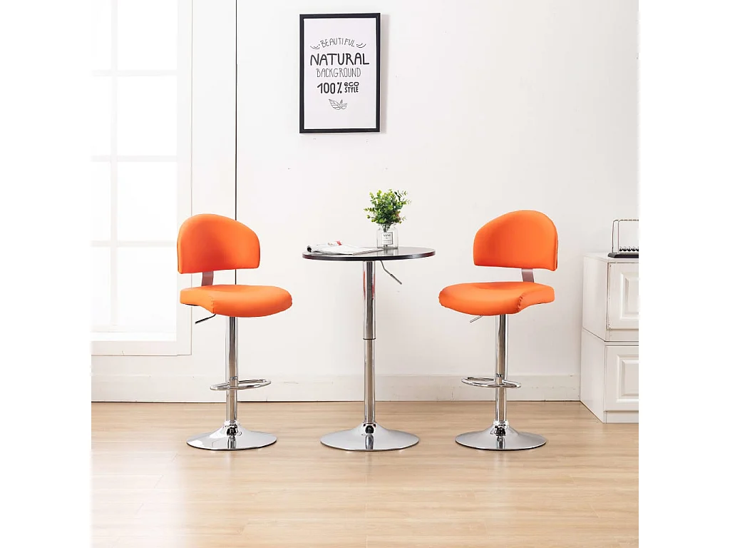 Tabourets de bar lot de 2 orange similicuir