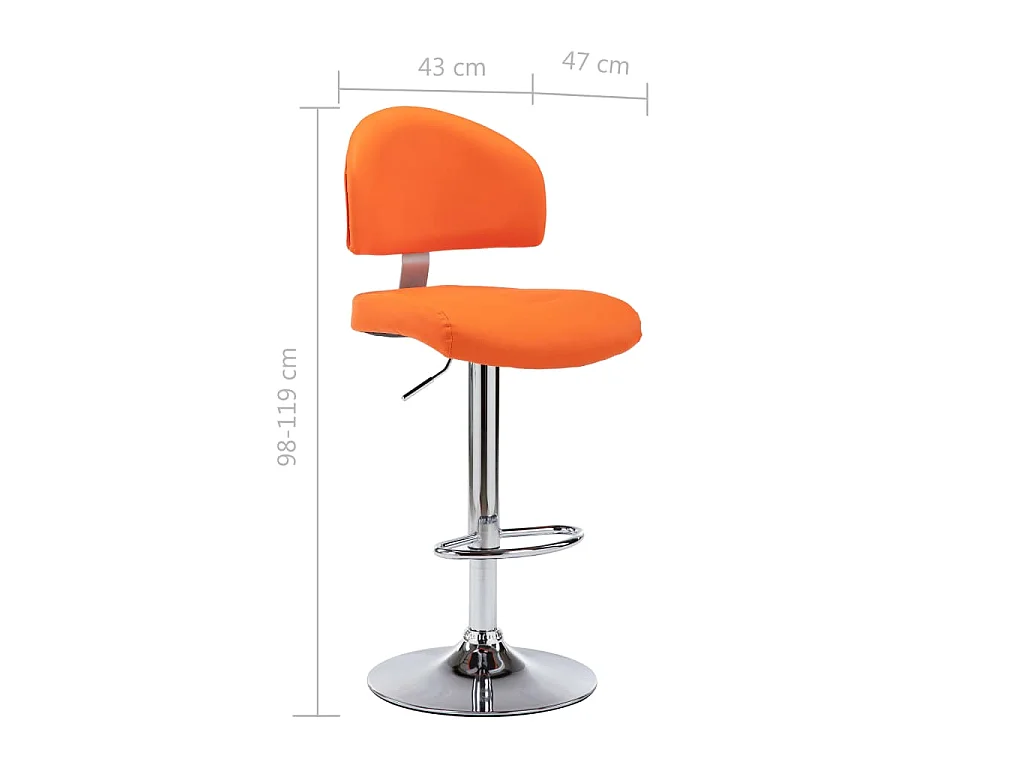 Tabourets de bar lot de 2 orange similicuir