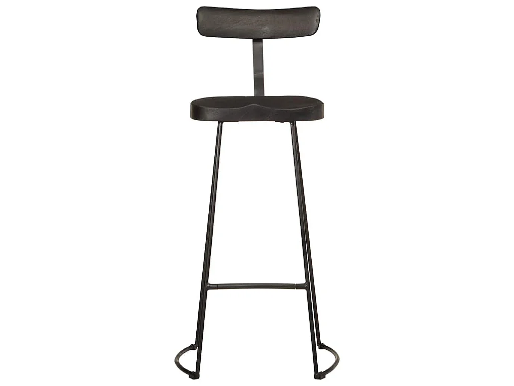 Tabourets de bar lot de 2 noir 49x43x103cm bois manguier massif