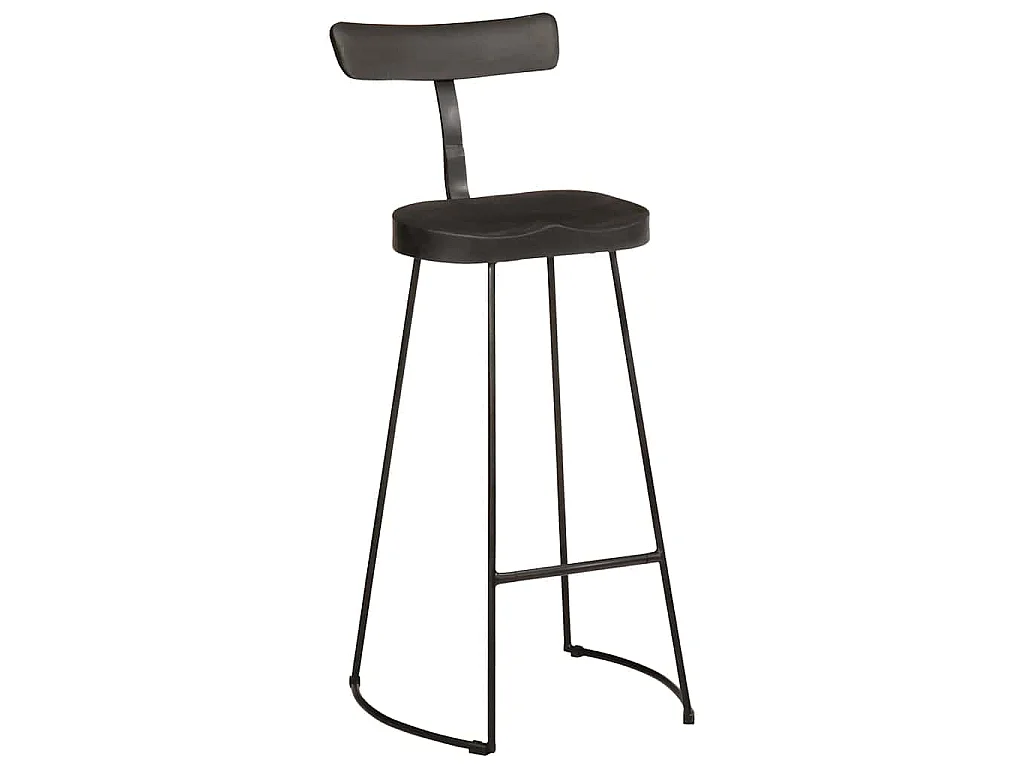 Tabourets de bar lot de 2 noir 49x43x103cm bois manguier massif