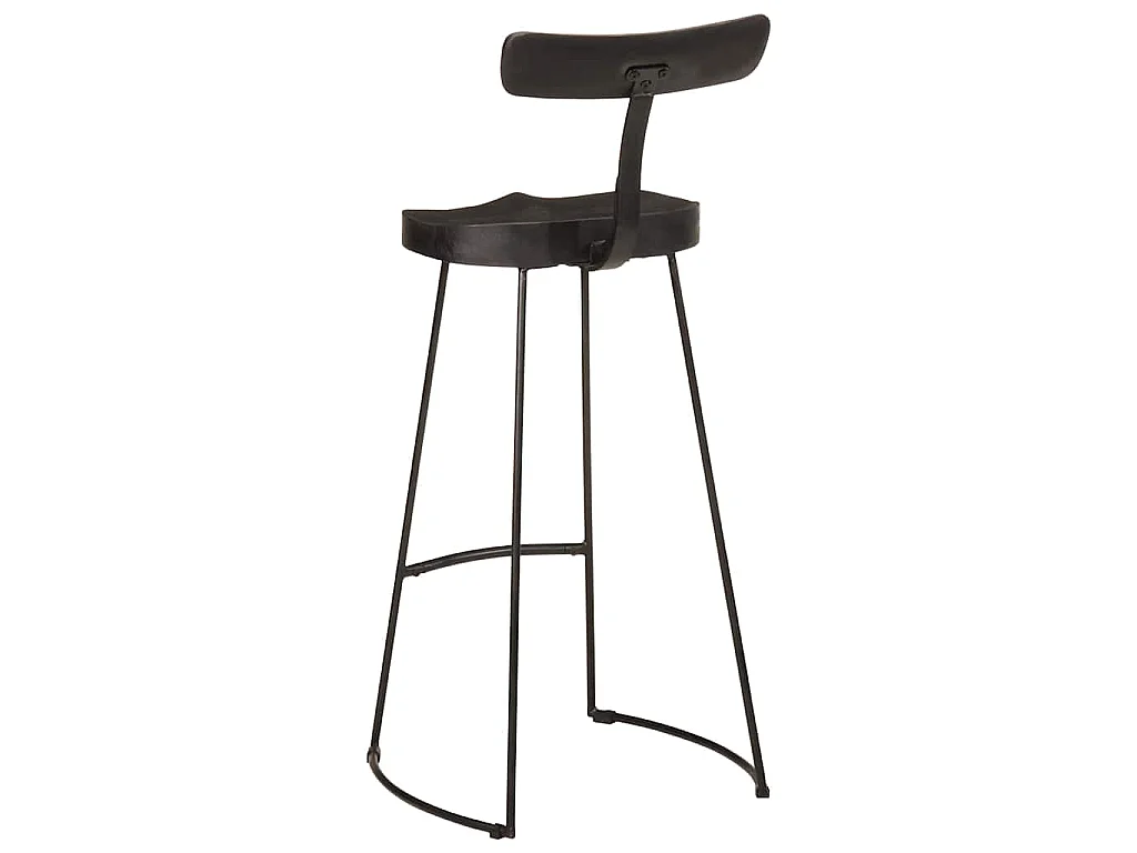 Tabourets de bar lot de 2 noir 49x43x103cm bois manguier massif