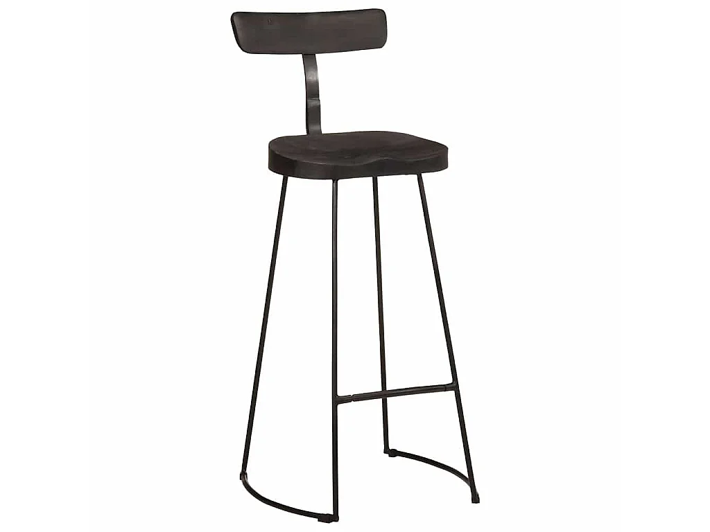 Tabourets de bar lot de 2 noir 49x43x103cm bois manguier massif