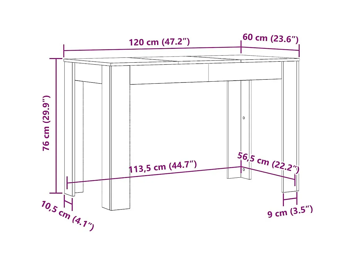 Tavolo da Pranzo Rovere Nero 120x60x76 cm Legno Multistrato