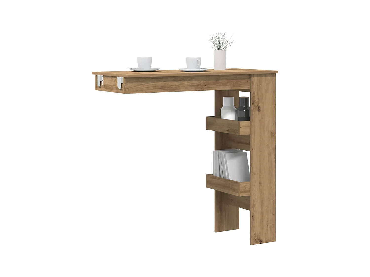 Table de bar murale chêne artisanal bois d'ingénierie