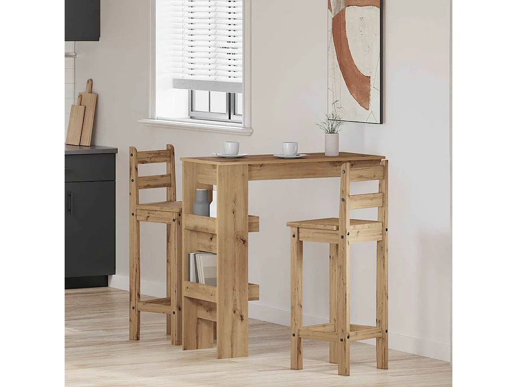 Table de bar murale chêne artisanal bois d'ingénierie