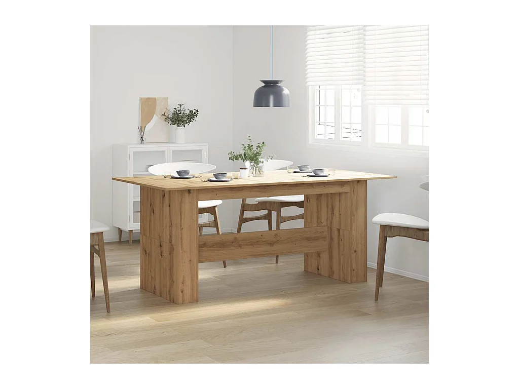 Table à manger chêne artisanal 180x90x76 cm bois d'ingénierie