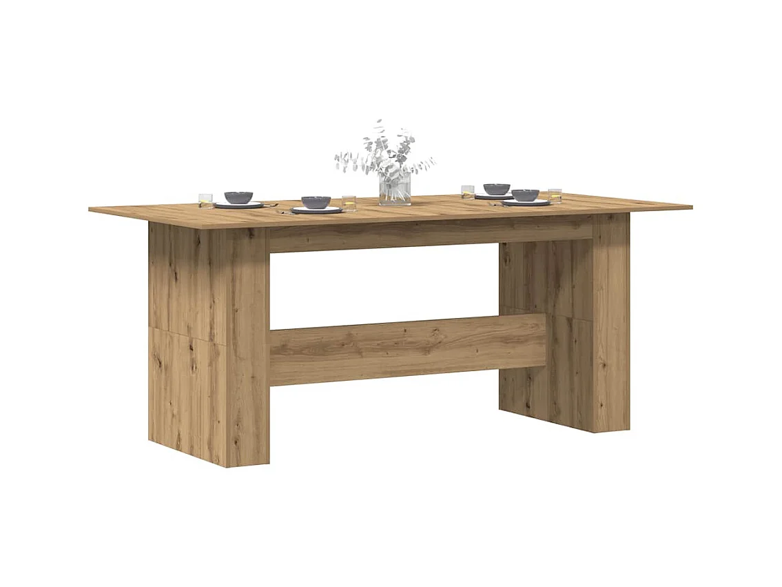 Table à manger chêne artisanal 180x90x76 cm bois d'ingénierie
