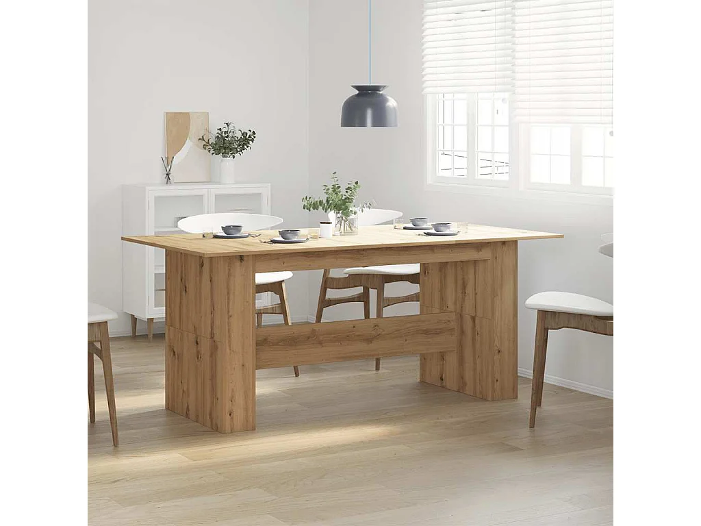 Table à manger chêne artisanal 180x90x76 cm bois d'ingénierie