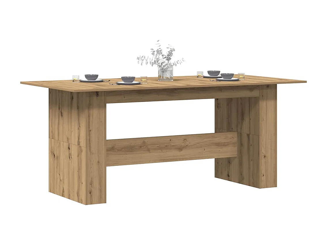 Table à manger chêne artisanal 180x90x76 cm bois d'ingénierie