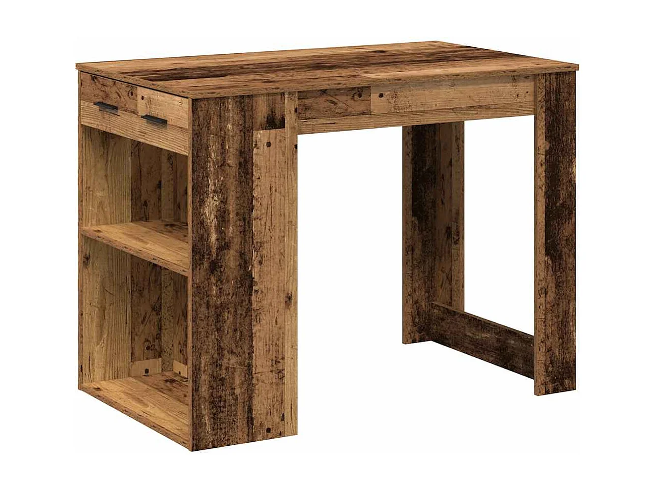 Scrivania con Cassetto Ripiano Legno Vecchio Legno Multistrato