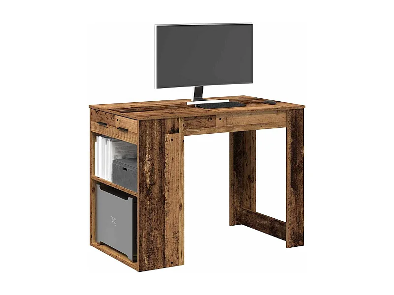 Schreibtisch mit Schubladen Ablage Altholz-Optik 102x62x77,5 cm