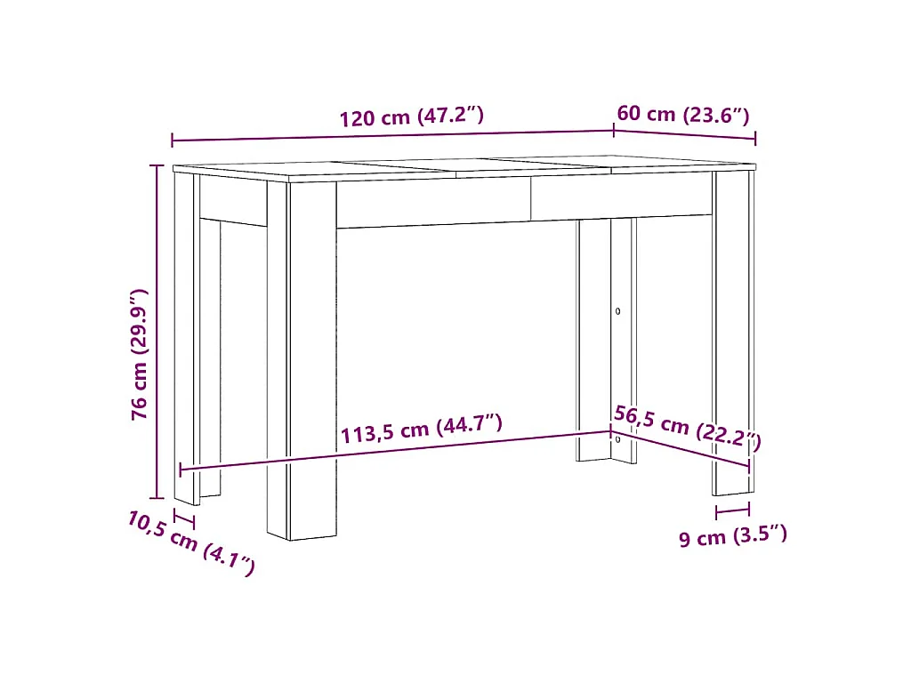 Esstisch Artisan-Eiche 120x60x76 cm Holzwerkstoff