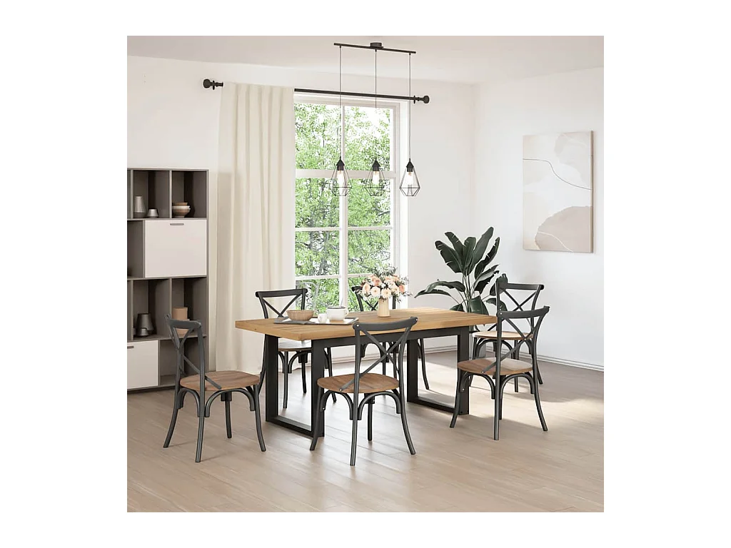 Esstisch NOAIN U-Form-Beine 180x90x75 cm Massivholz Kiefer
