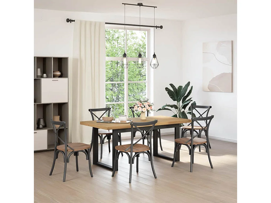 Eettafel NOAIN U-vormige poten 180x90x75 cm massief grenenhout