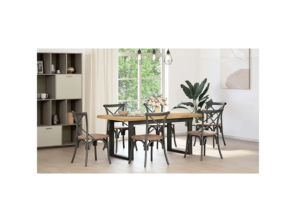 Eettafel NOAIN U-vormige poten 180x90x75 cm massief grenenhout