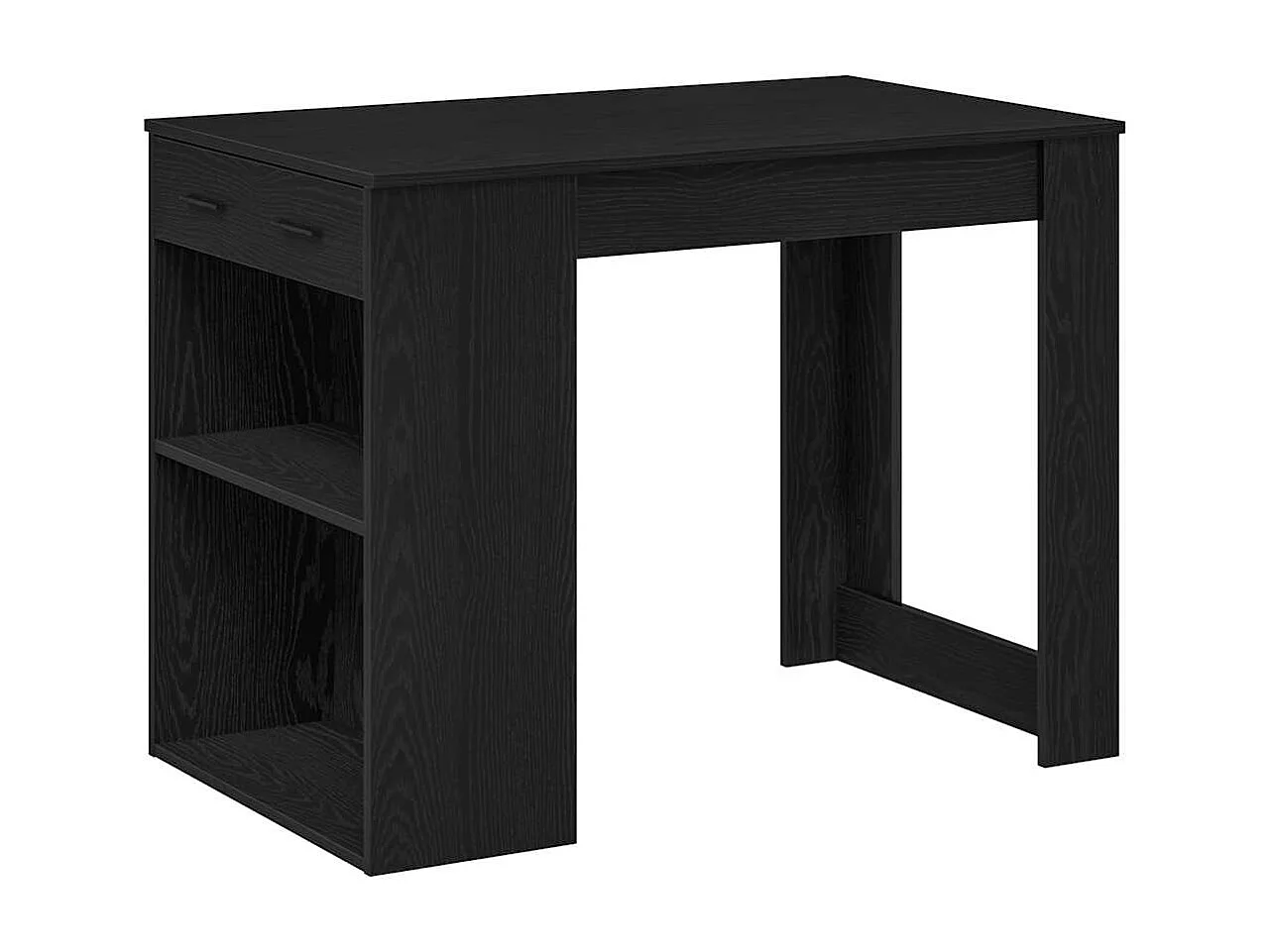 Bureau avec tiroir et étagère chêne noir bois d'ingénierie