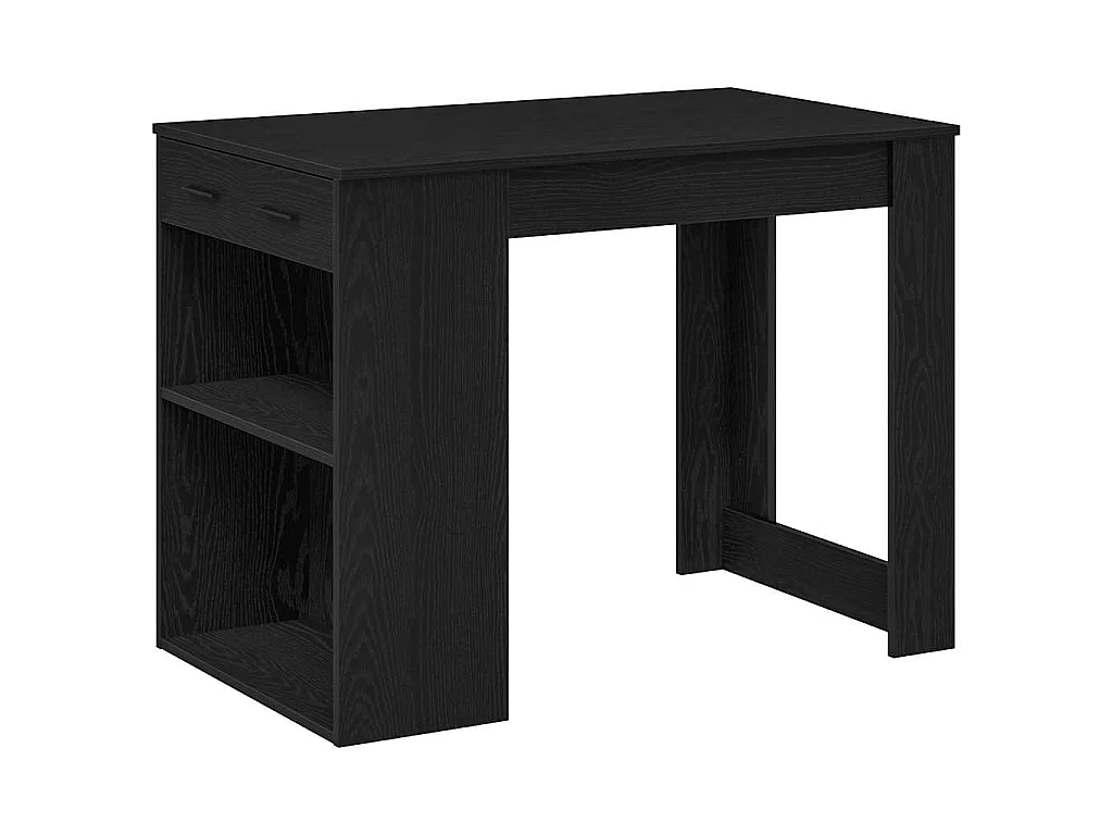 Scrivania con Cassetto e Ripiano Rovere nero Legno Multistrato