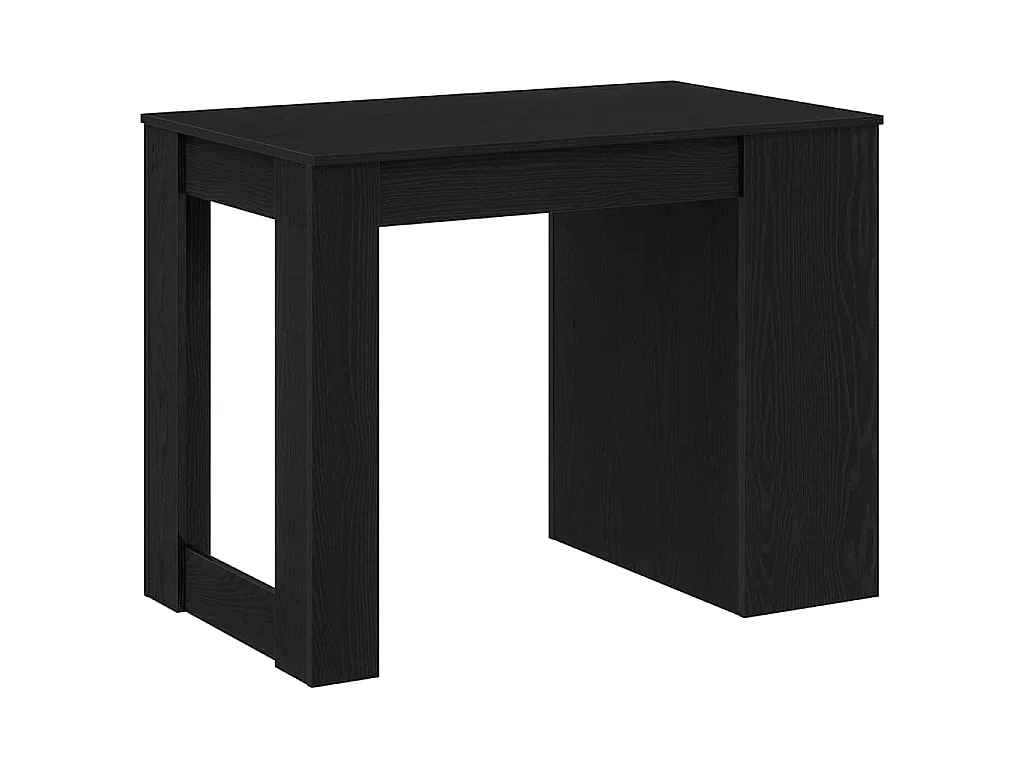Bureau avec tiroir et étagère chêne noir bois d'ingénierie