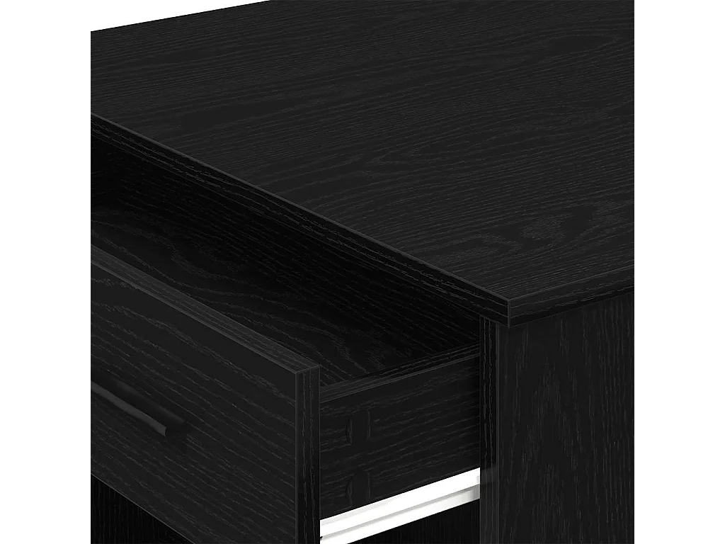 Bureau avec tiroir et étagère chêne noir bois d'ingénierie