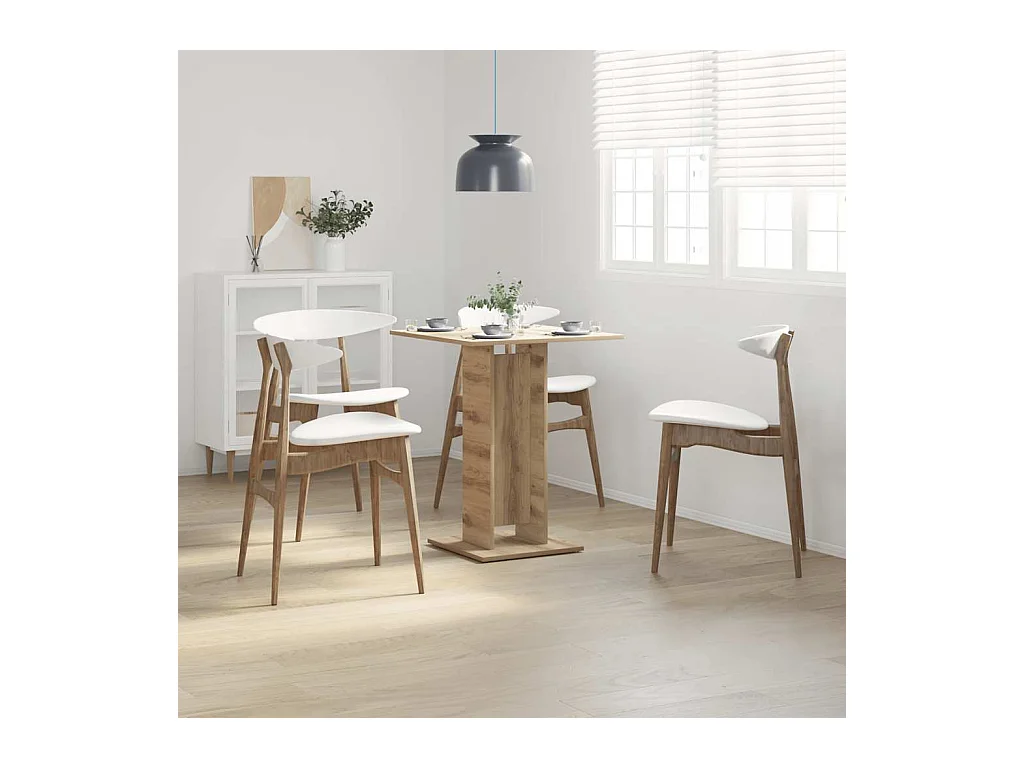 Table de bistro chêne artisanal 60x60x75 cm bois d'ingénierie